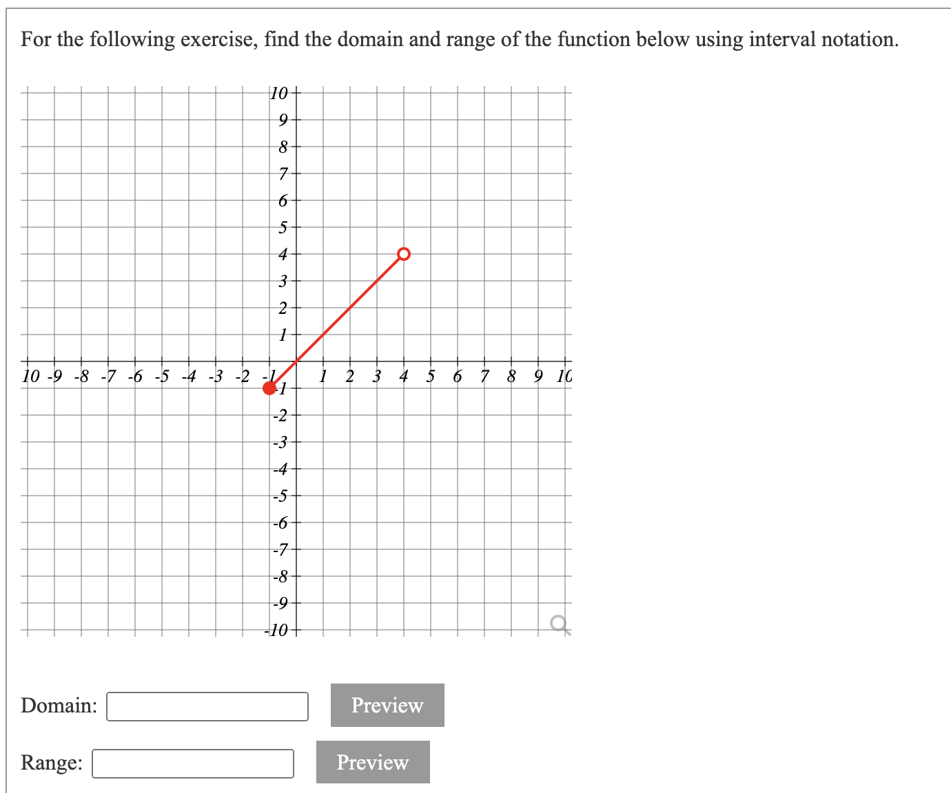 For the following exercise, find the domain and