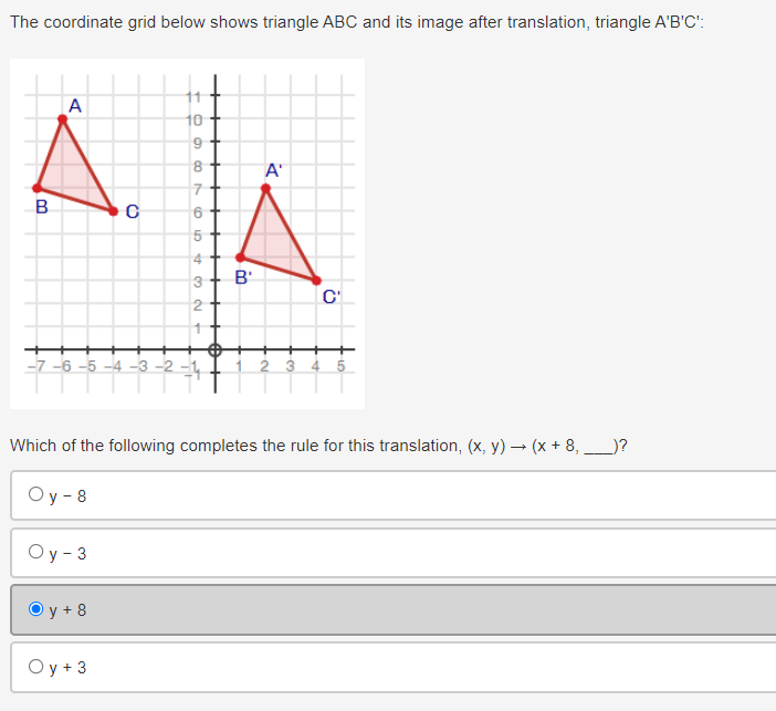 The coordinate grid below shows triangle ABC and
