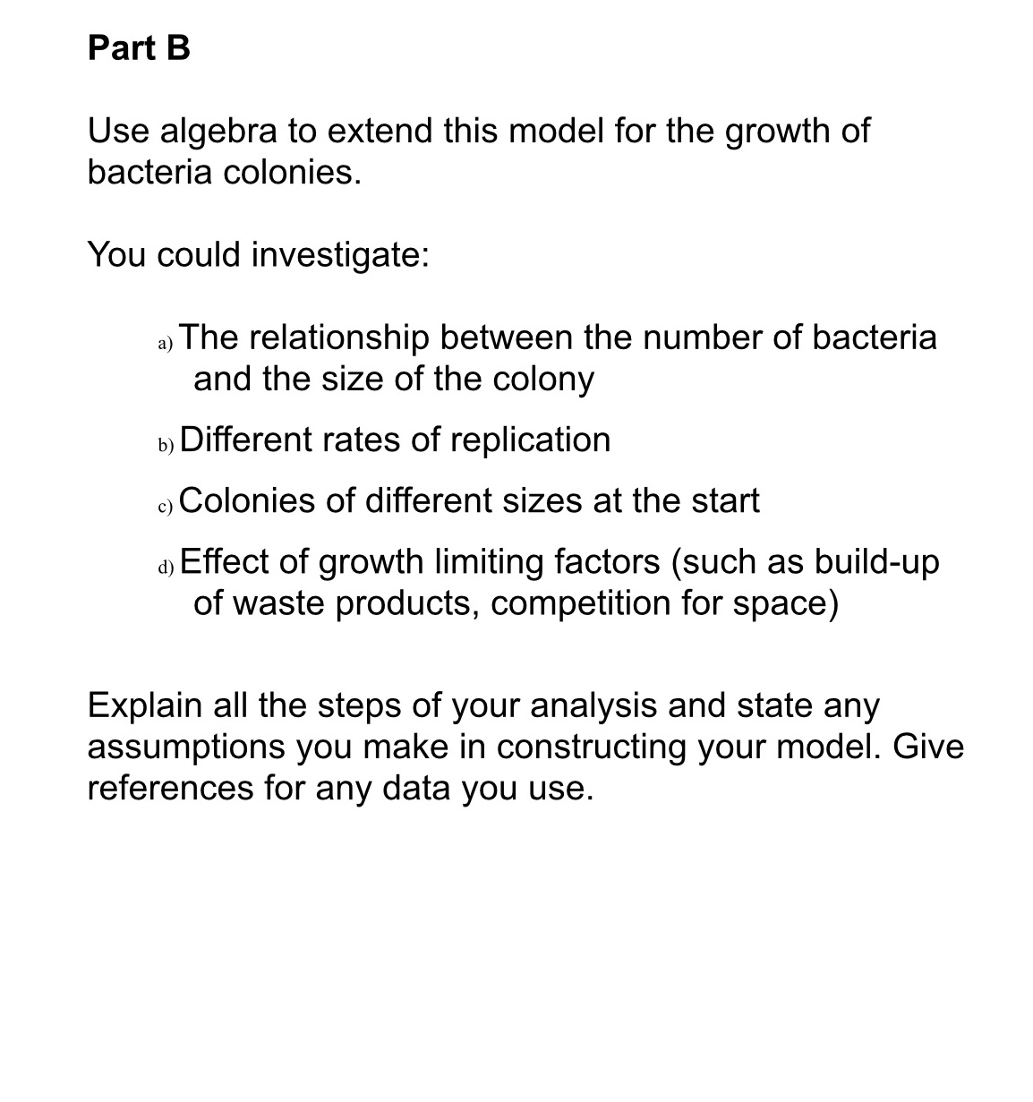 Part B Use algebra to extend this model for the
