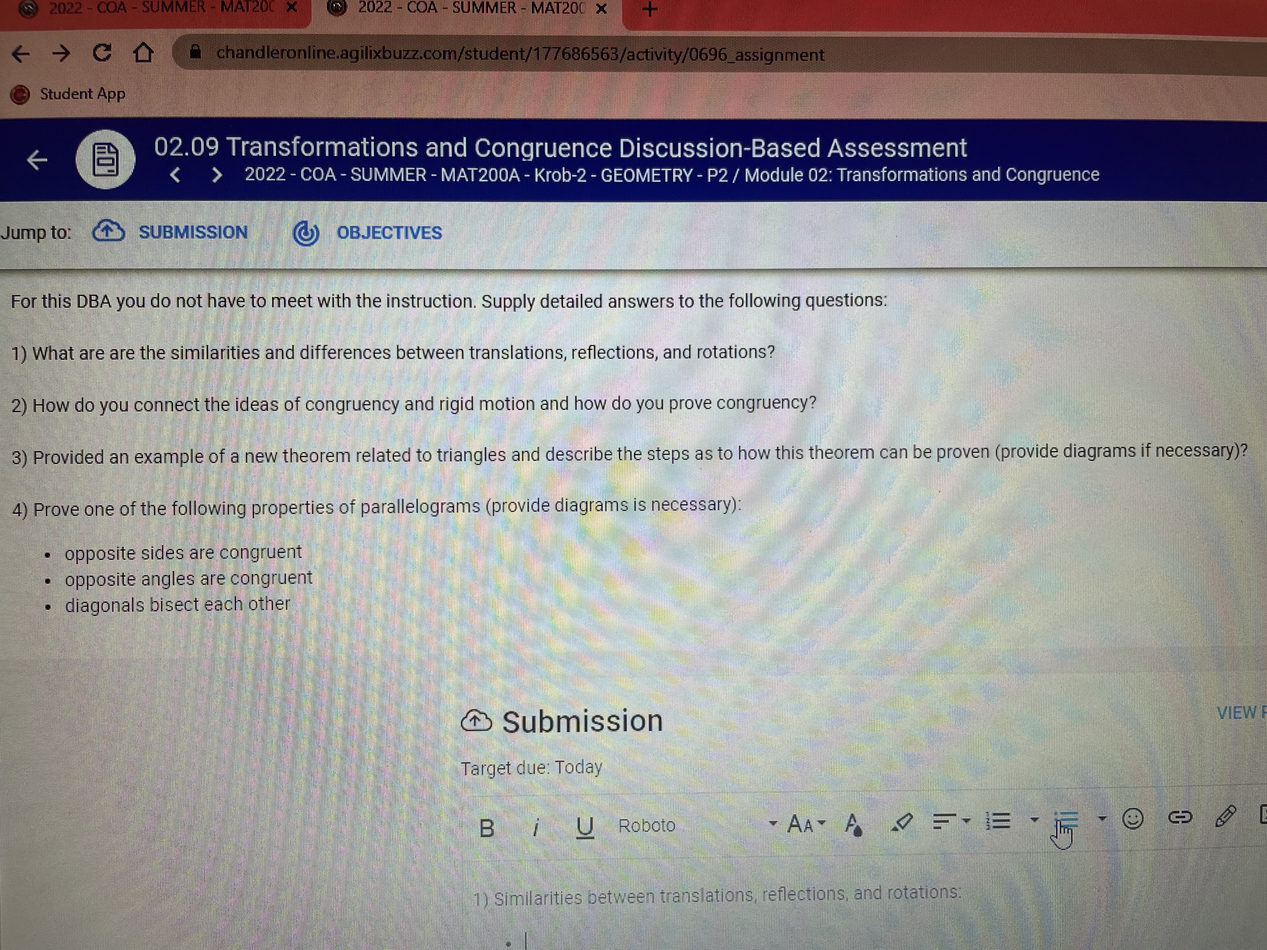 2022 - COA - SUMMER 2022 - COA - SUMMER - MAT200