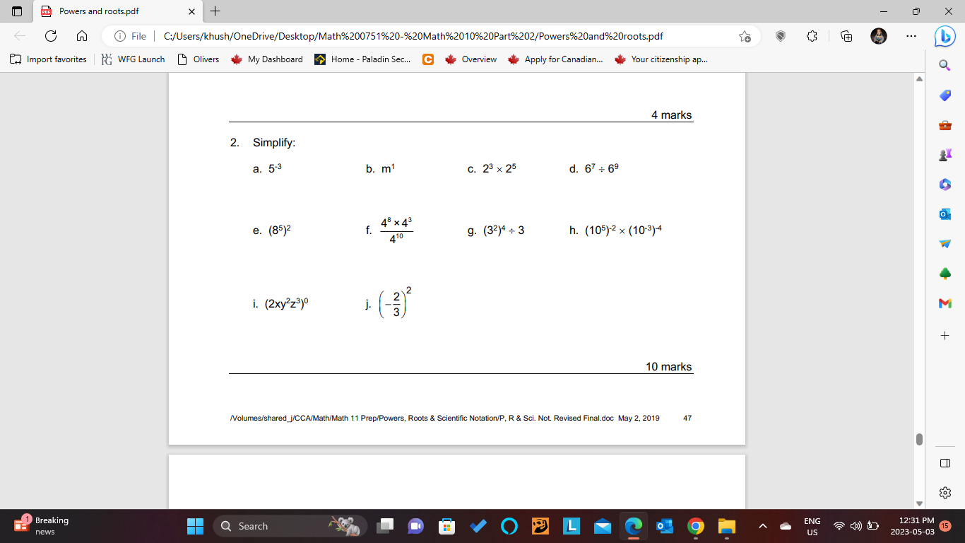 por Powers and roots.pdf X + X C File |