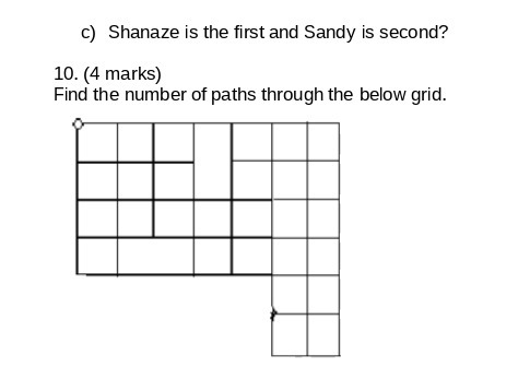 c) Shanaze is the first and Sandy is second? 10.