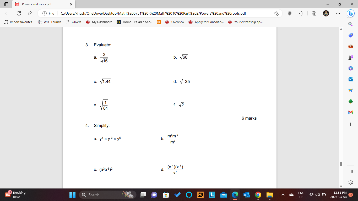 por Powers and roots.pdf X + X C File |