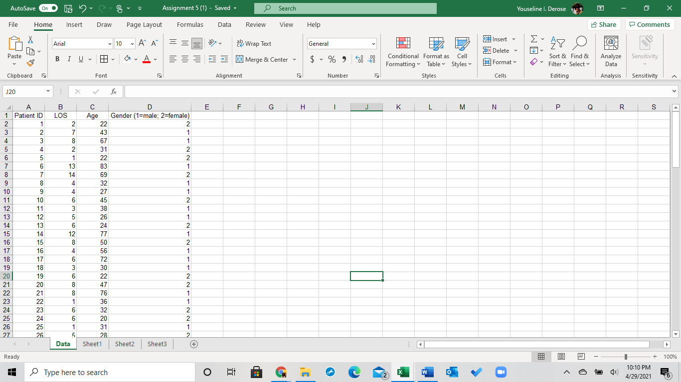 Youseline I. Derose X AutoSave On. Assignment 5