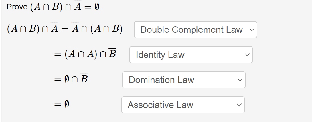 Prove (An B) n A = 0. (AnB)nA = An(AnB) Double