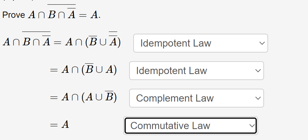Prove (An B) n A = 0. (AnB)nA = An(AnB) Double