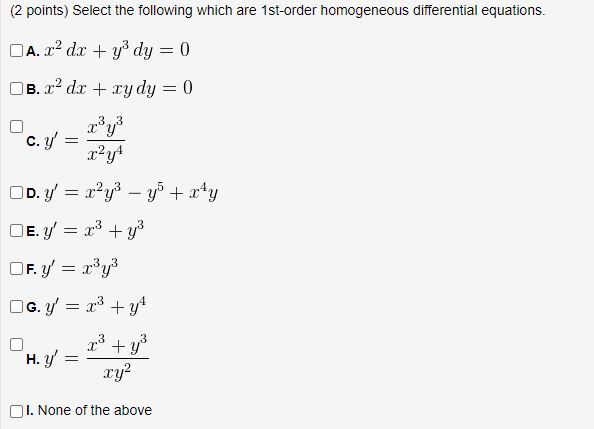 (2 points) Select the following which are