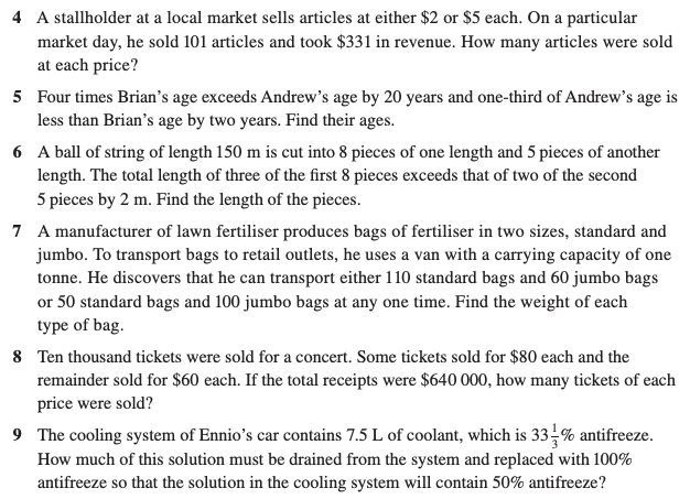 4 A stallholder at a local market sells articles