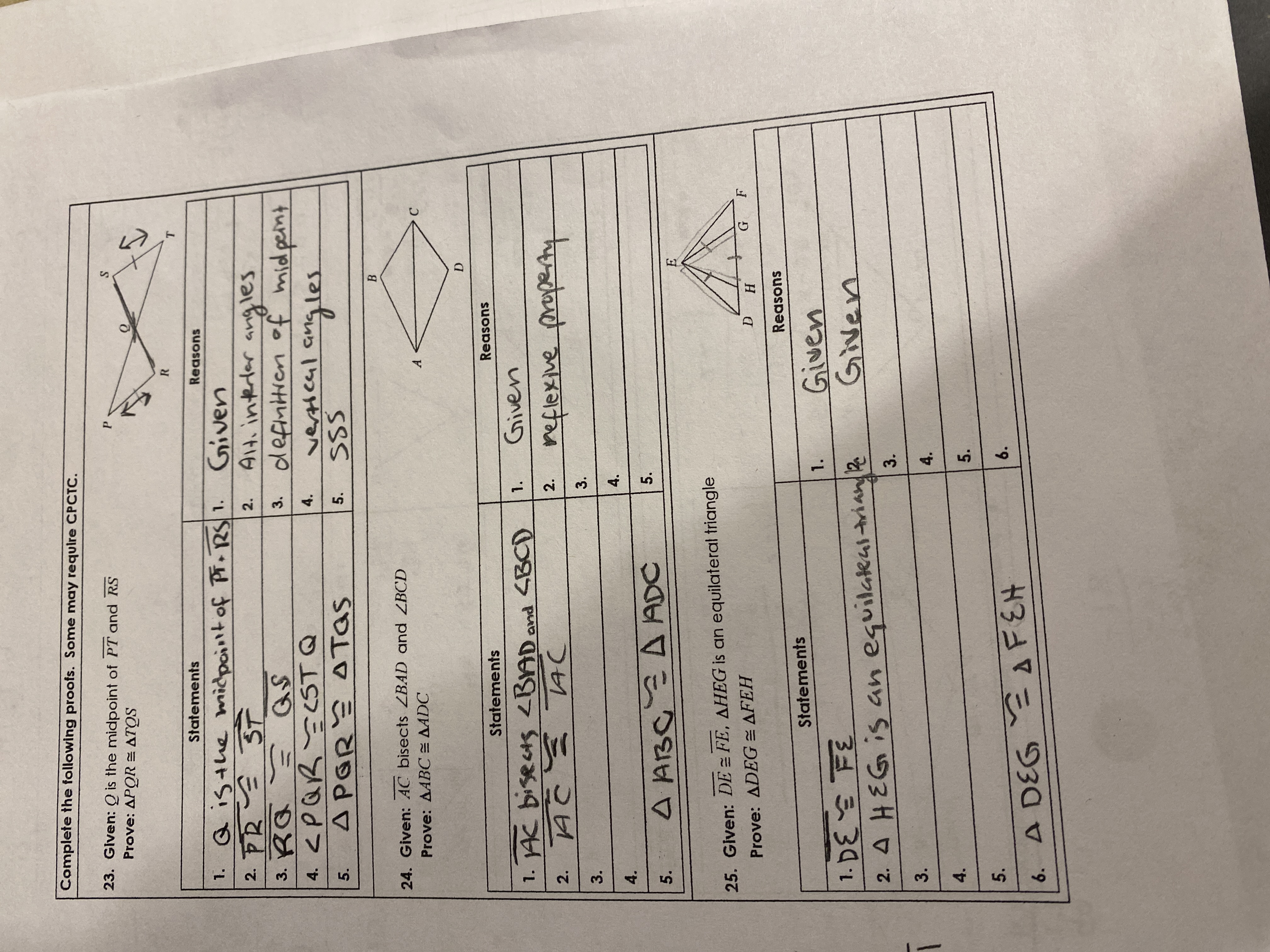 Complete the following proofs. Some may require