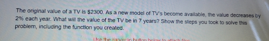 I can't need help The original value of a TV is