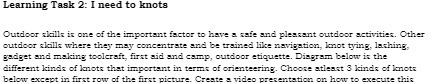 Learning Task 2: I need to knots Outdoor skills