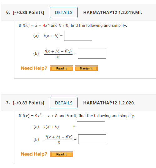6&7 please and thanks! 6. [-/0.83 Points] DETAILS