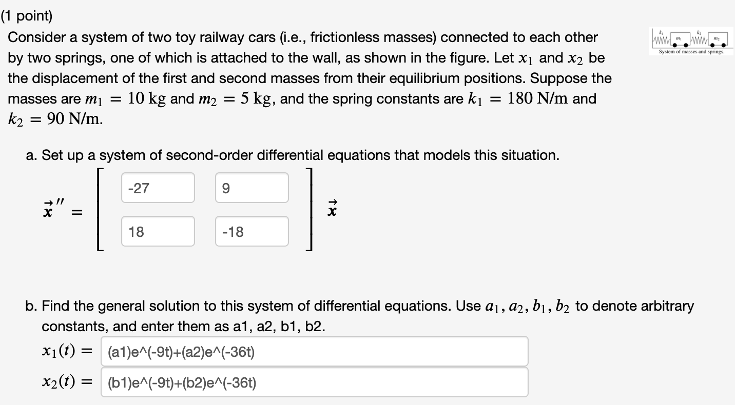 This question (1 point) Consider a system of two