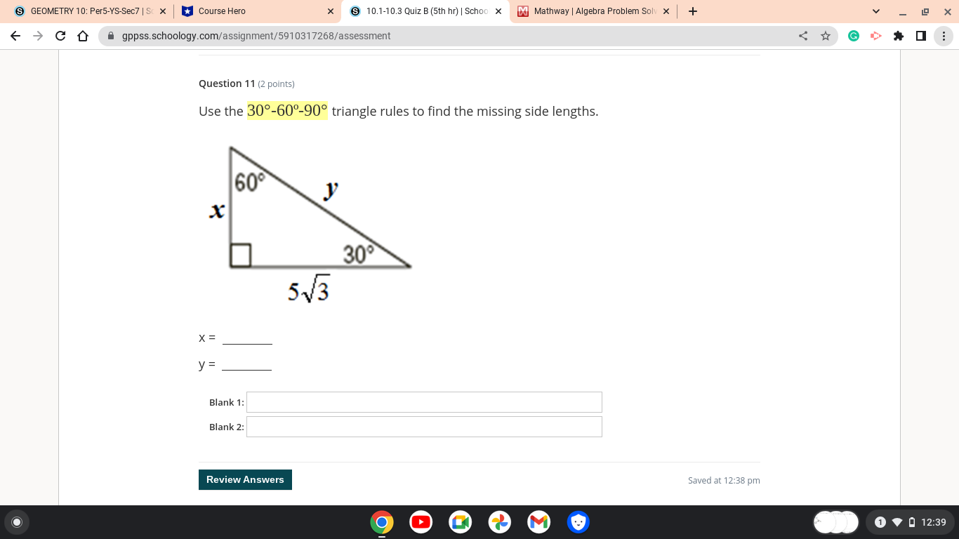 S GEOMETRY 10: Per5-YS-Sec7 | Sc x * Course Hero
