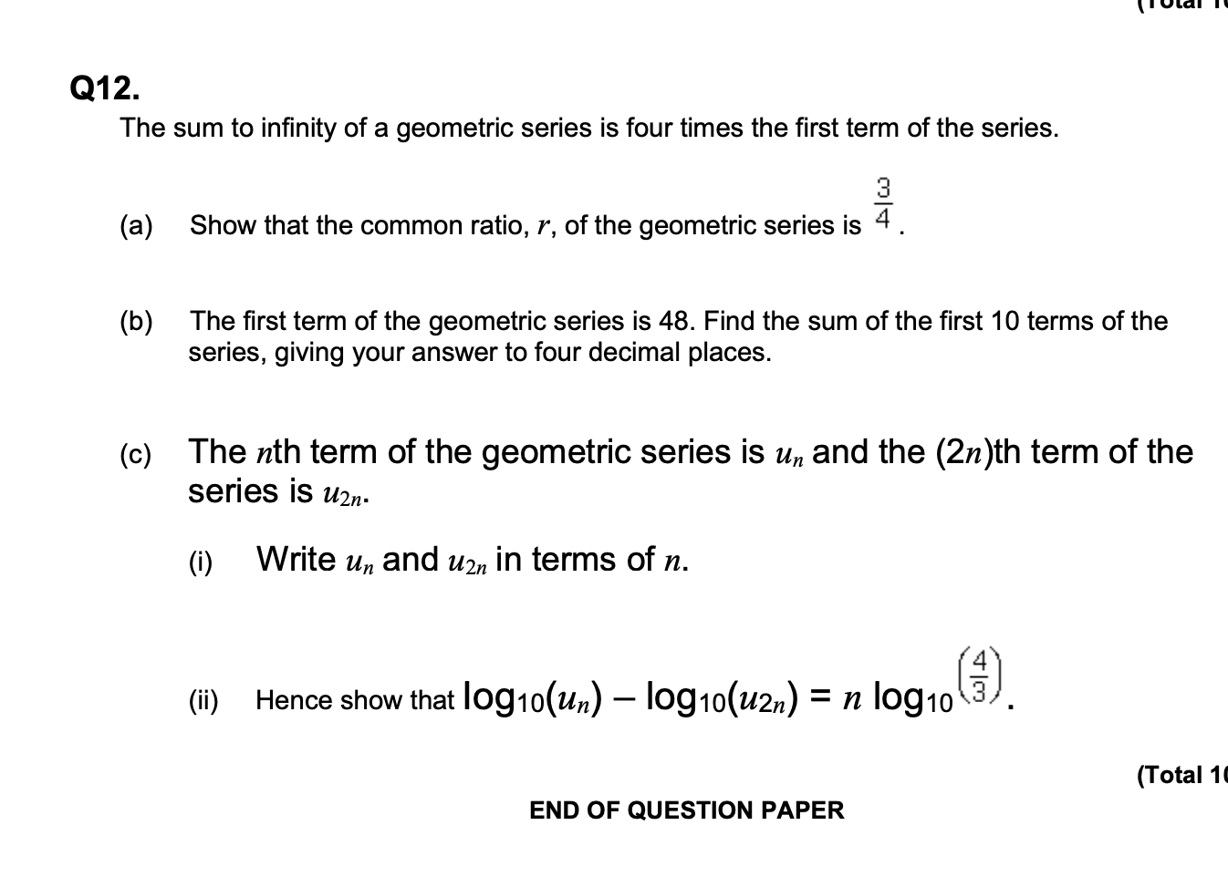 'IUIGI II 012. The sum to innity of a geometric
