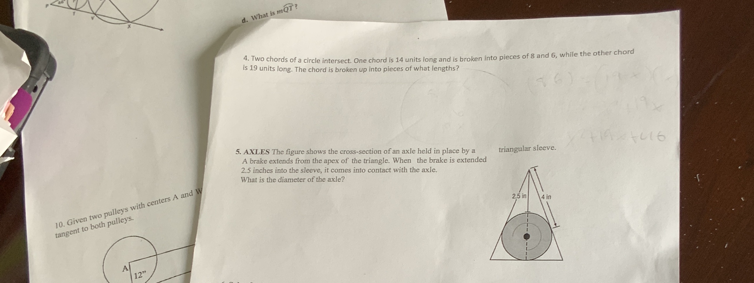 5. d. What is mQT? 4. Two chords of a circle