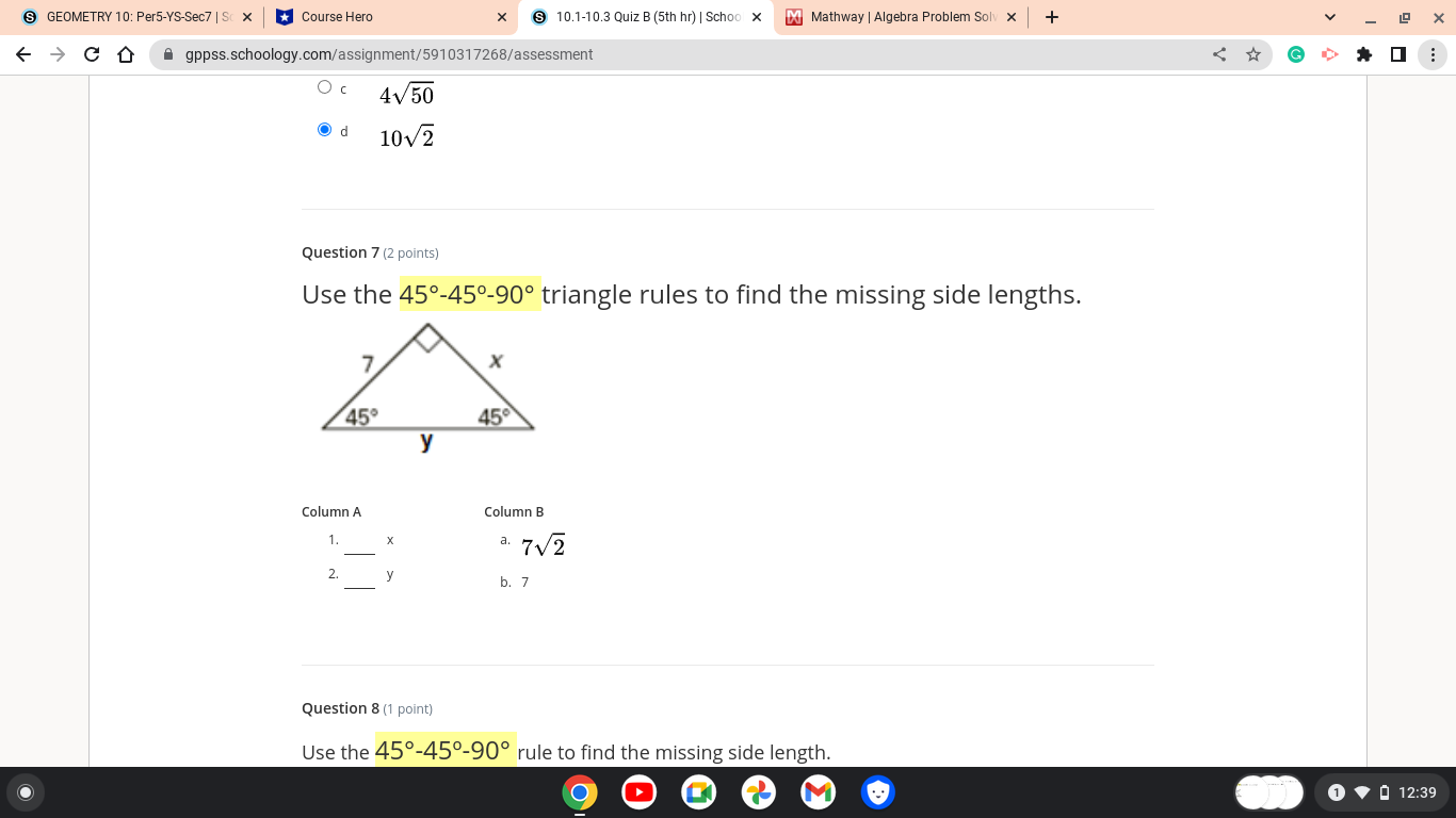 S GEOMETRY 10: Per5-YS-Sec7 | Sc x * Course Hero