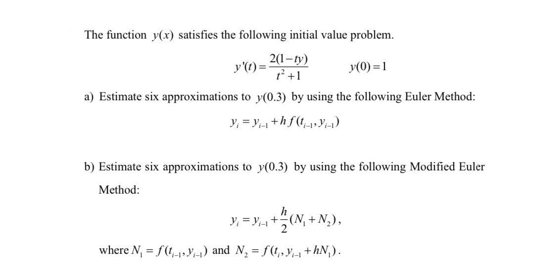NUMERICAL METHODS The function y(x) satisfies the