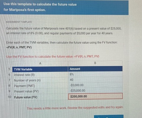 Use this template to calculate the future value