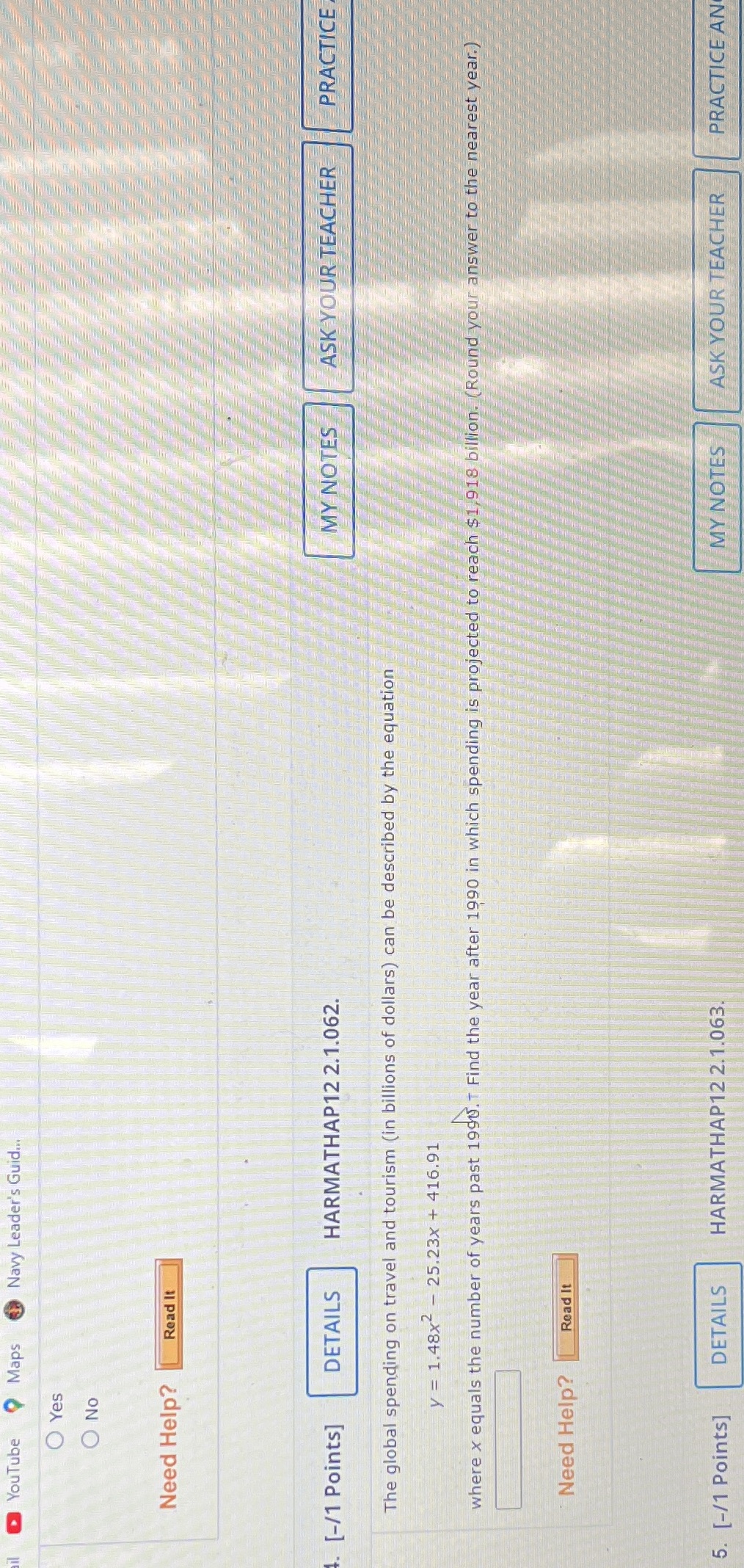 YouTube Maps Navy Leader's Guide.. Yes O No