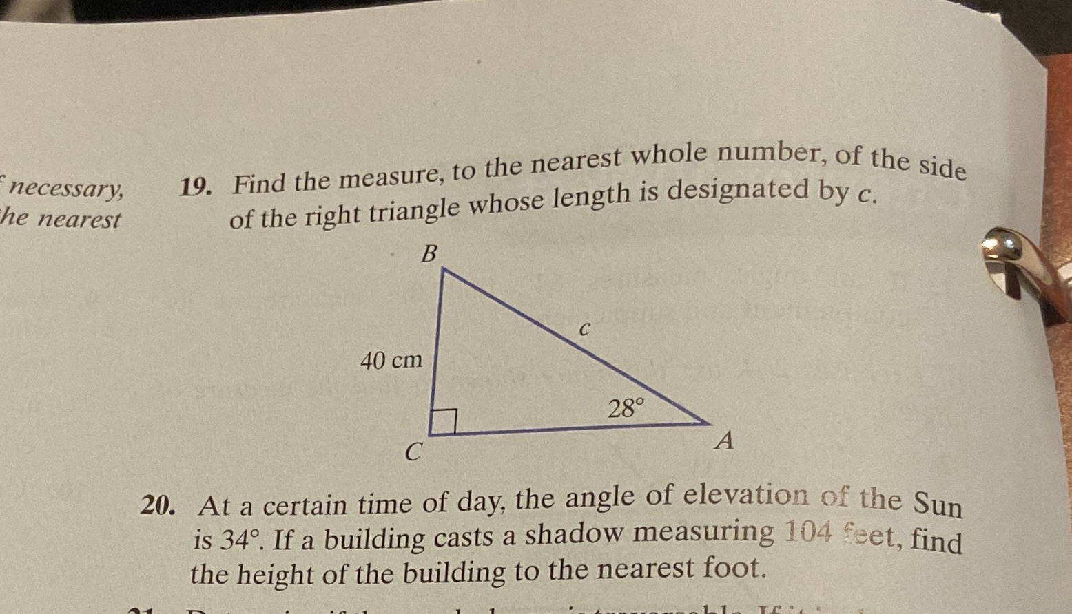 19 and 20 please necessary, 19. Find the measure,
