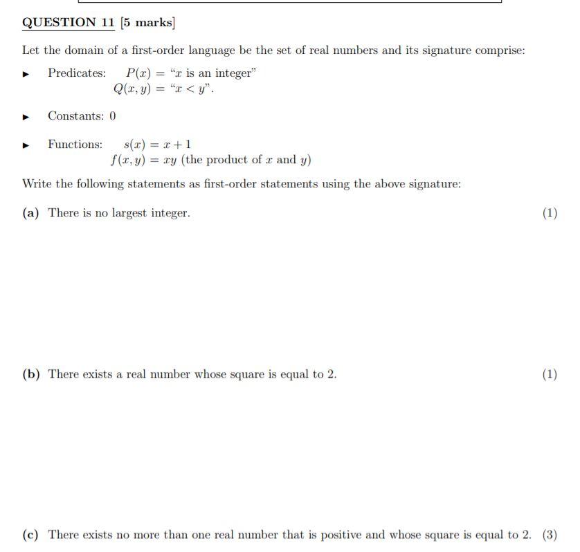 PLZZ solve..Thank you QUESTION 11 5 marks] Let