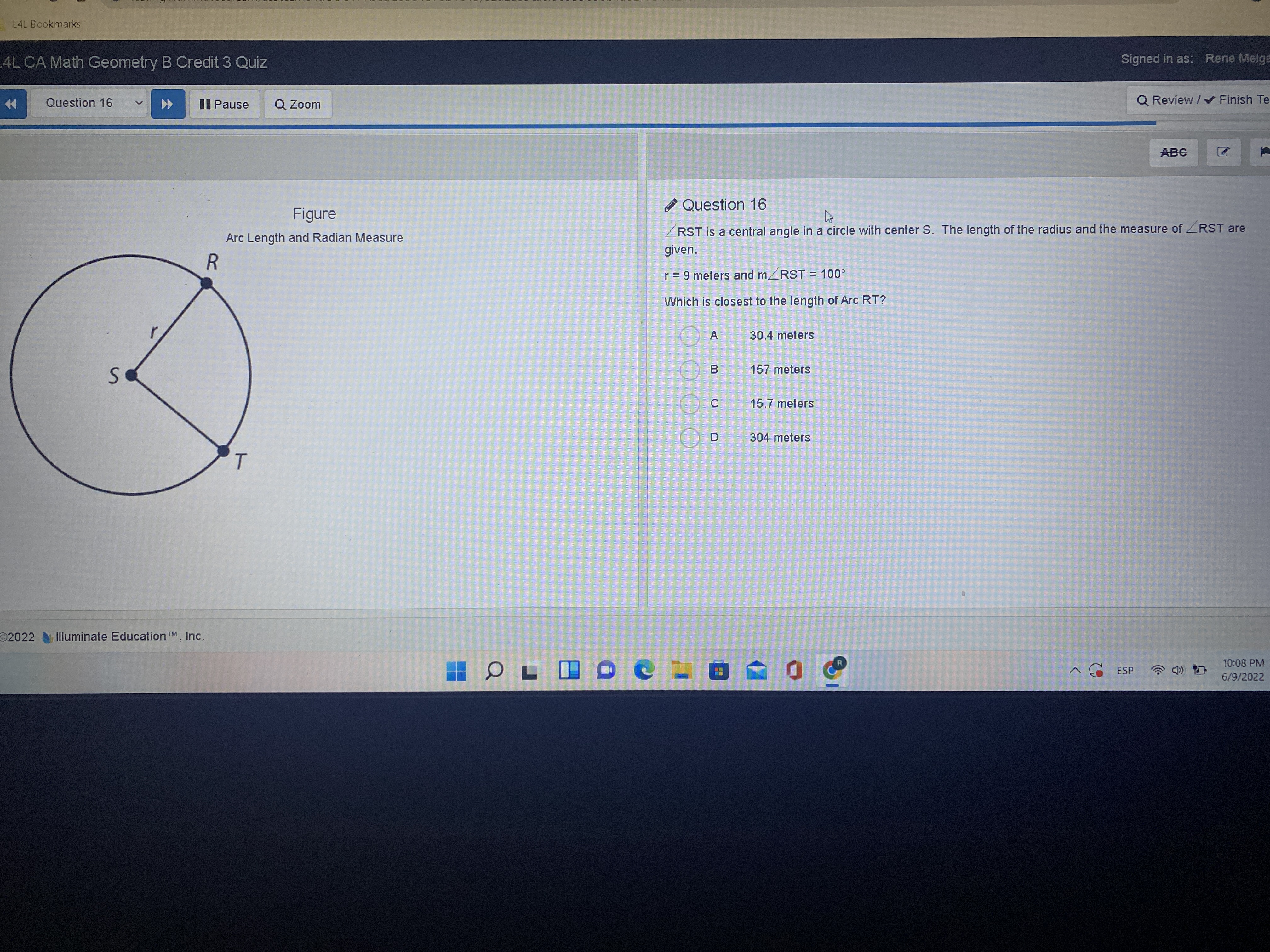 L4L Bookmarks 4L CA Math Geometry B Credit 3 Quiz