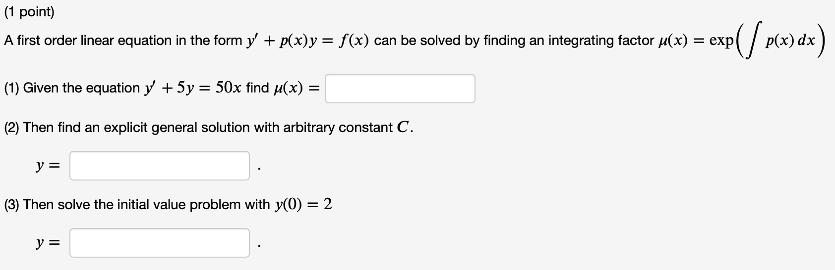 4 Questions are as follows: (1 point) A first