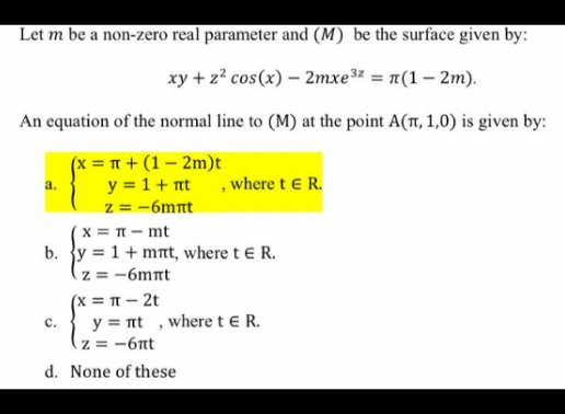 what is the answer Let m be a non-zero real
