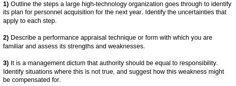 1) Outline the steps a large high-technology
