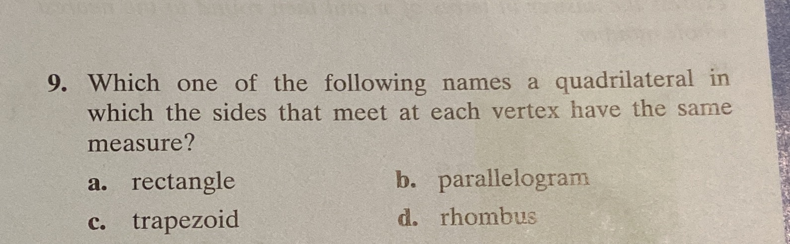 9. Which one of the following names a