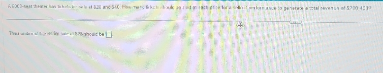 A 6000-seat theater has tickets for sale at $28