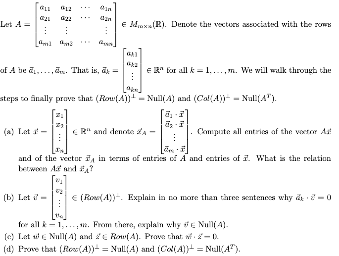 all 412 ain 021 ( 22 a2n Let A = E Mmxn(R).