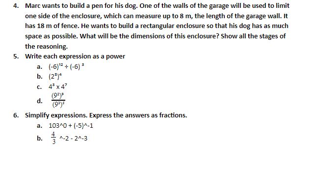 Algebra 1. Solve the equations below using the