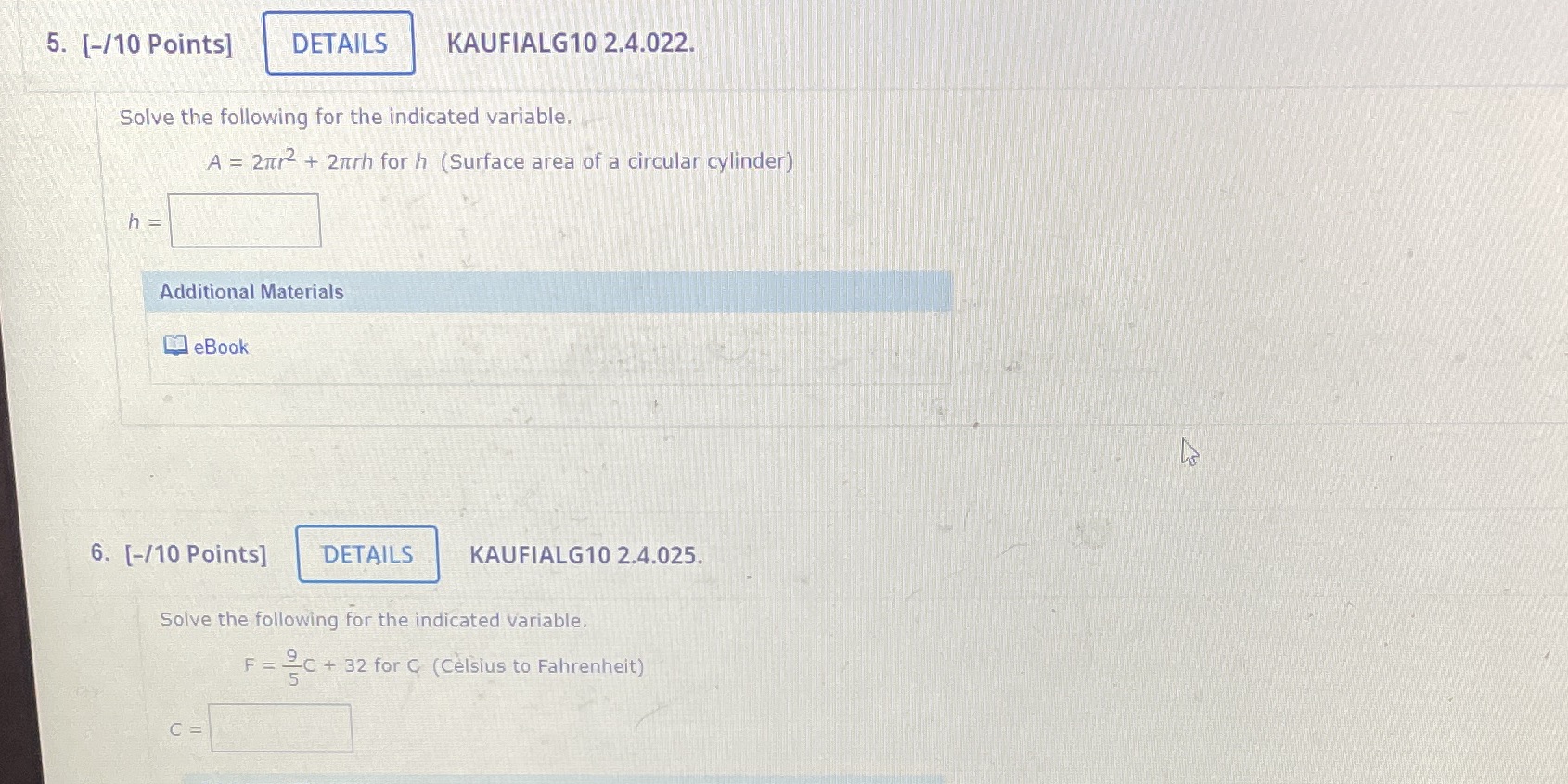 Please answer 5 and 6 5. [-/10 Points] DETAILS
