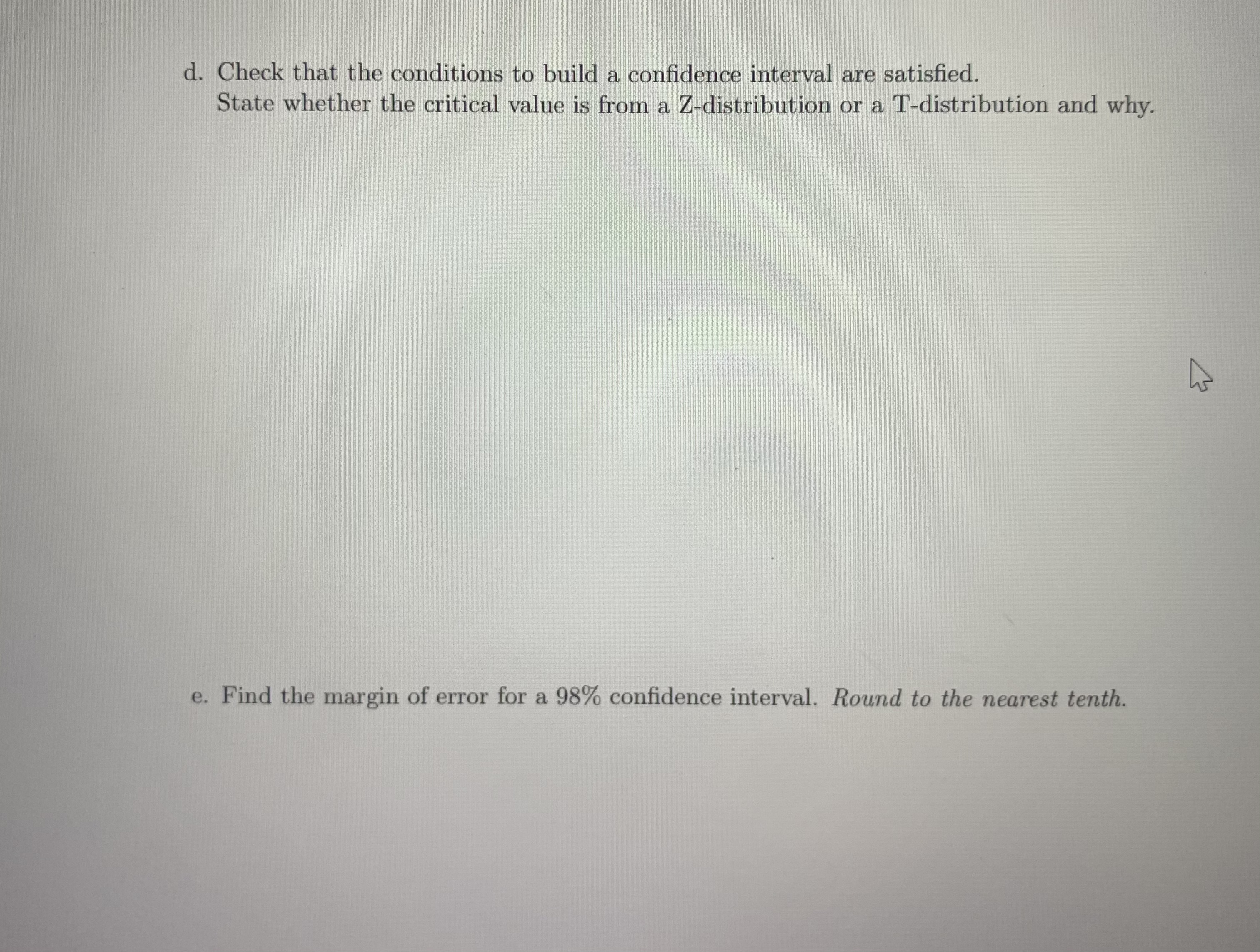 Stats question, Problem #3 d. Check that the