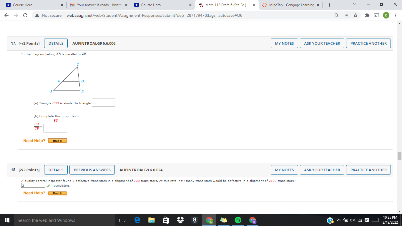 Course Hero X M Your answer is ready - krystal x