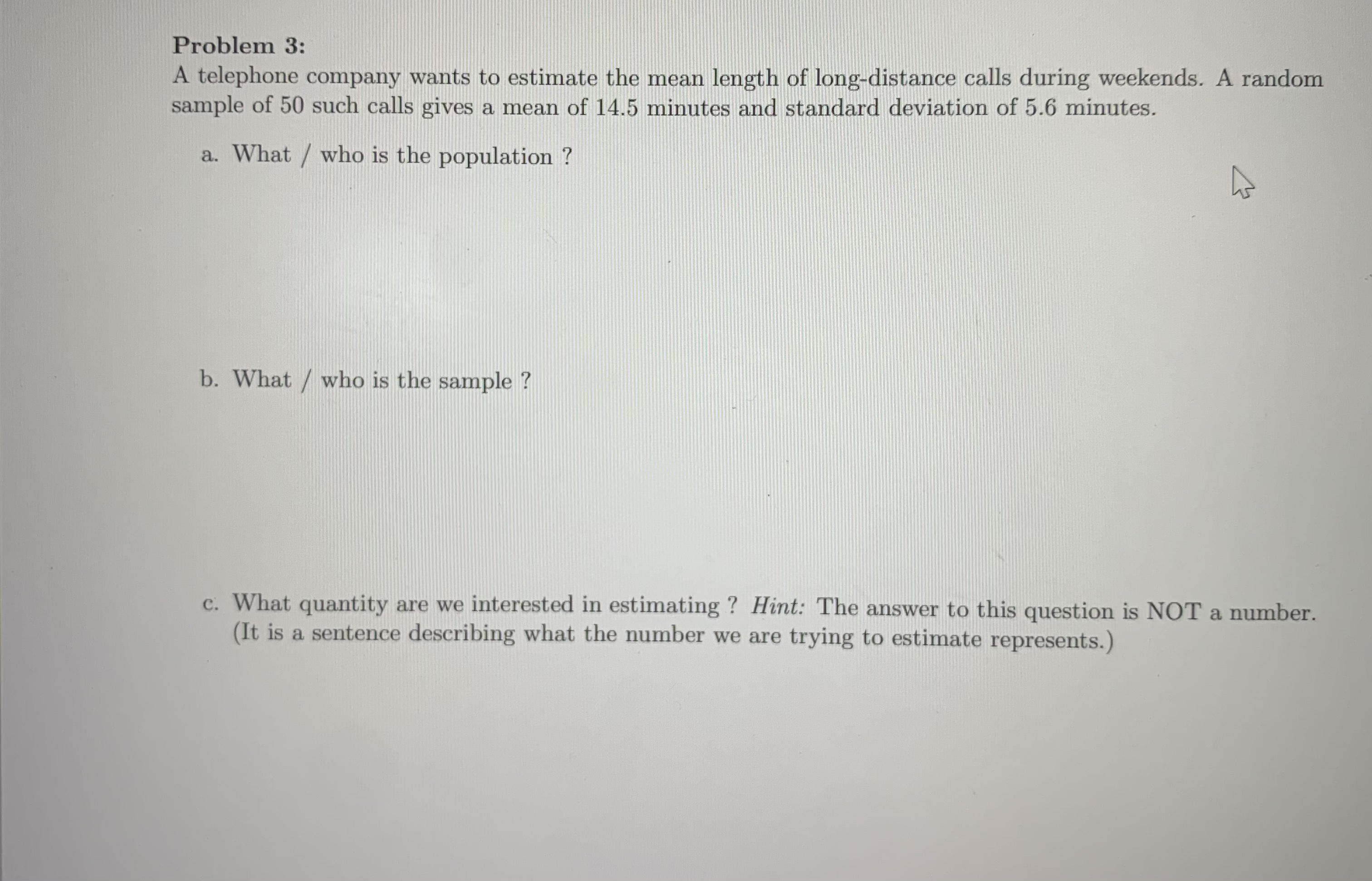 Stats question, Problem #3 d. Check that the
