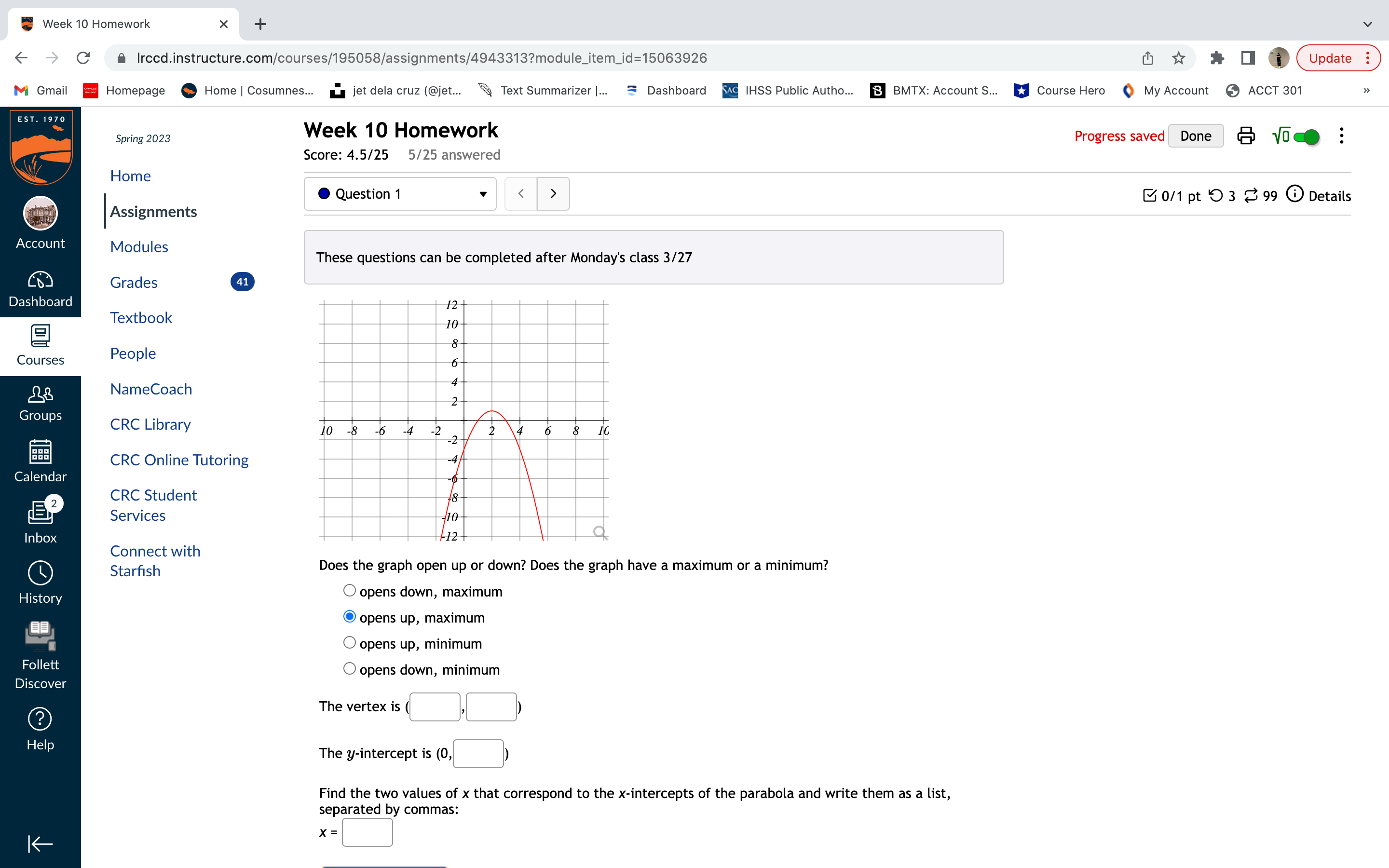 Week 10 Homework X +