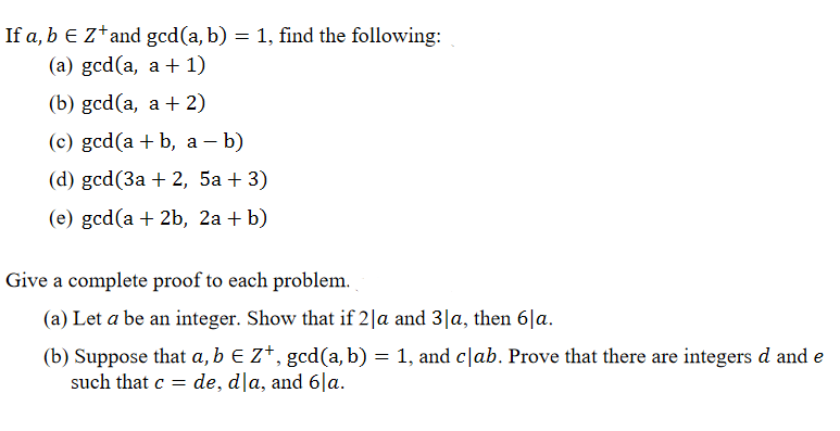 If a, b E Z* and god(a, b) = 1, find the