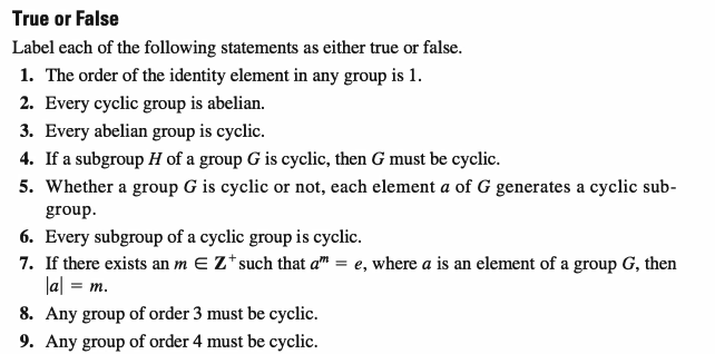True or False Label each of the following
