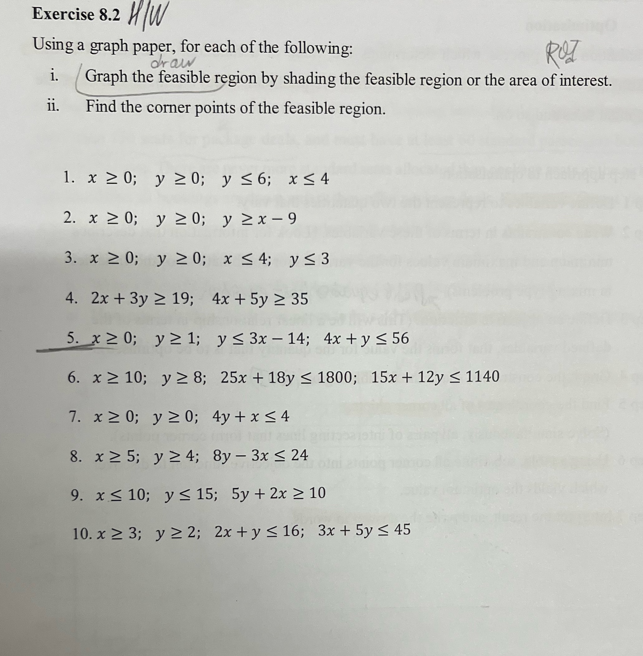 Starting from 6 up until 10:) Exercise 8.2 W/W
