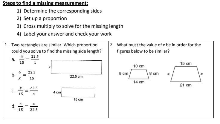 Similar Figures Steps to determine if two figures
