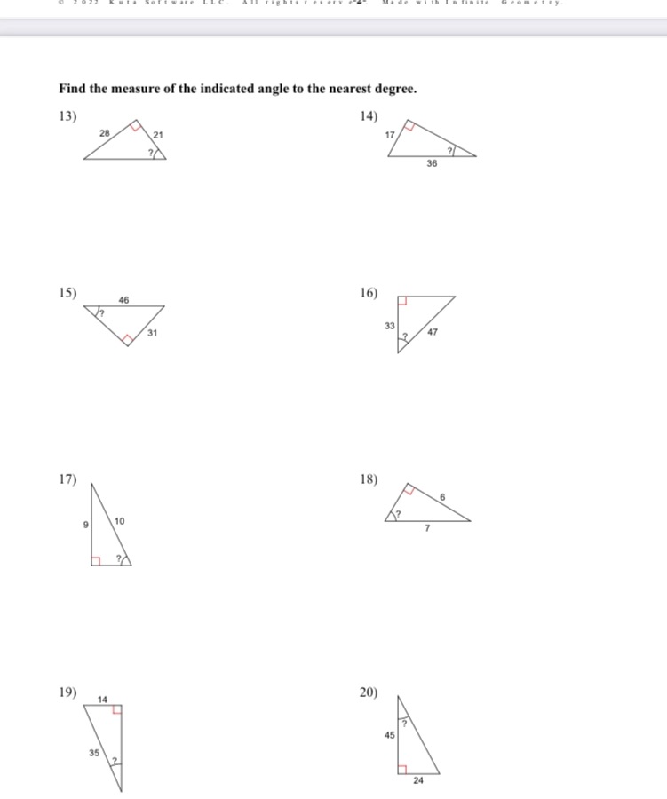 Find the measure of the indicated angle to the