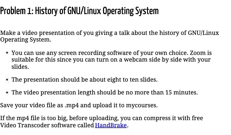Problem 1: History of GNU/Linux Operating System