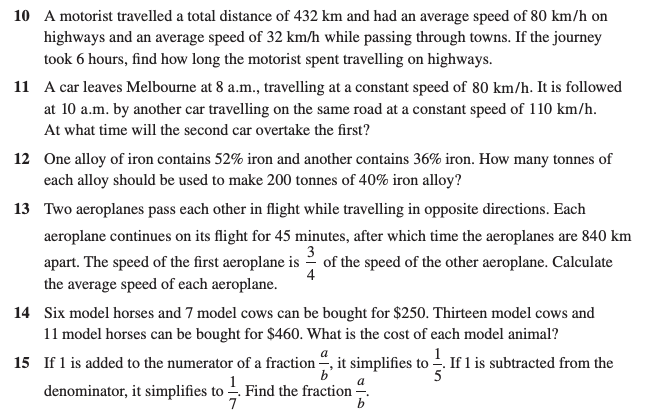 10 A motorist travelled a total distance of 432