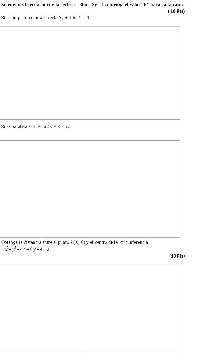 Si tenemos la ecuacion de la recta 5 - 3kx - 3y =