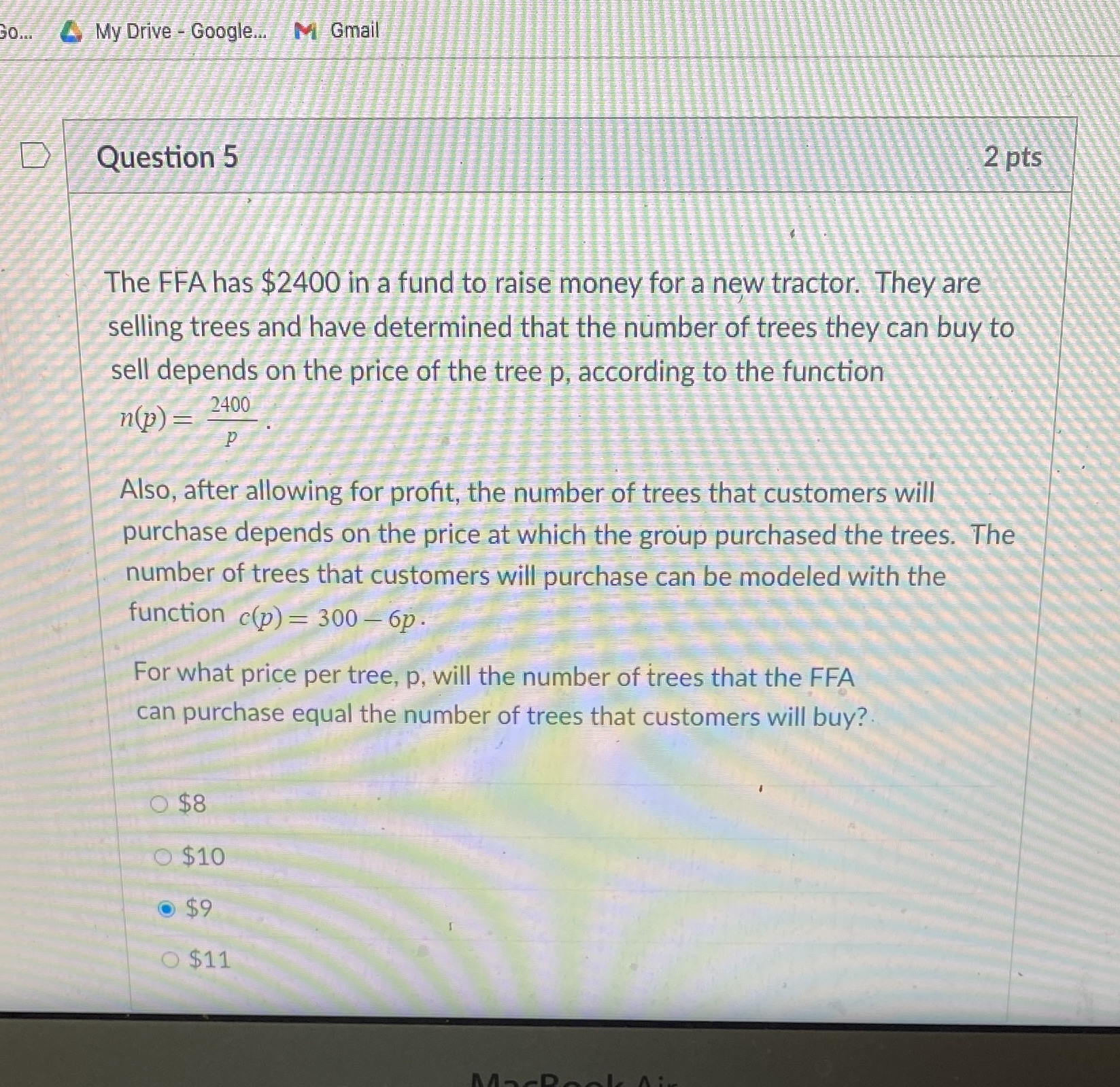 90... My Drive - Google.. M Gmail D Question 5 2