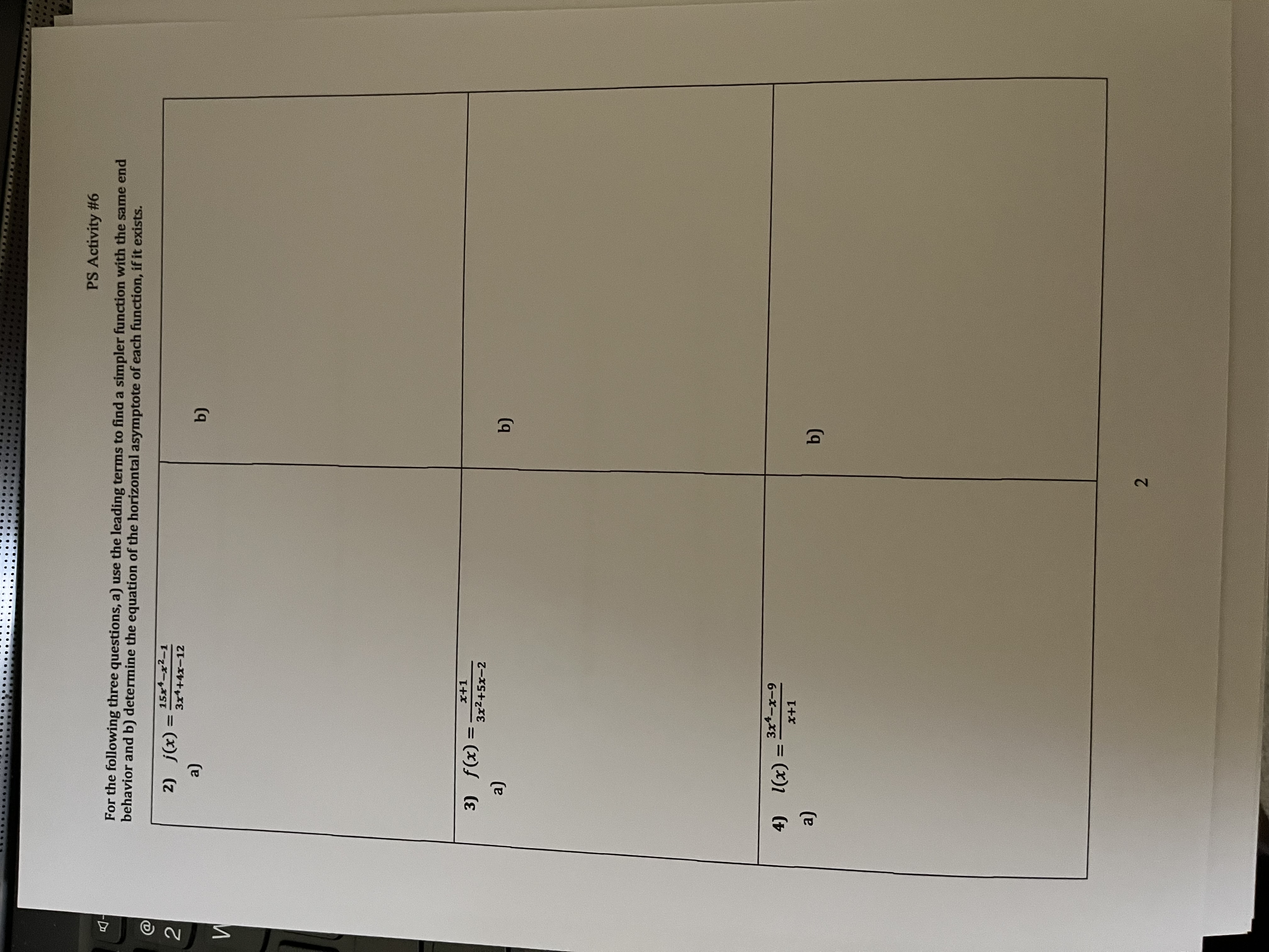 PS Activity #6 Written HW #6 4.5: Features of a