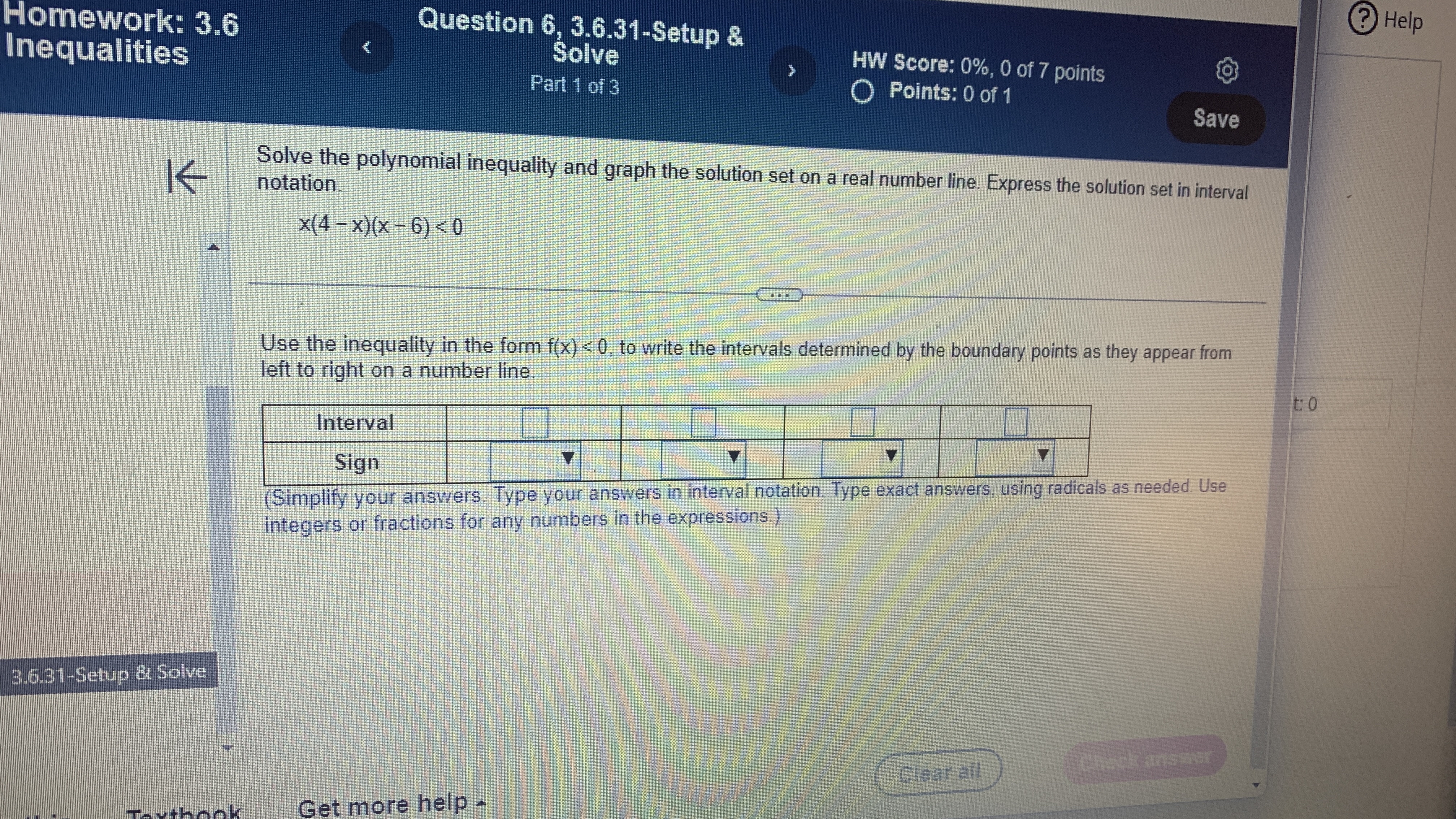 \f\fHelp up a Solve HW Score: 0%, 0 of 7 points